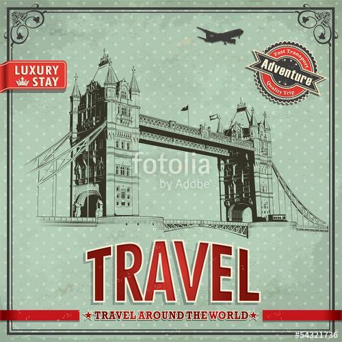 Vintage travel london vacation poszter, Premium Kollekció