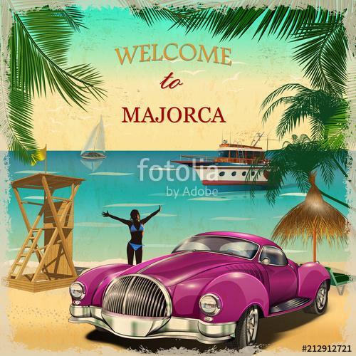 Welcome to Majorca retro poster., Premium Kollekció