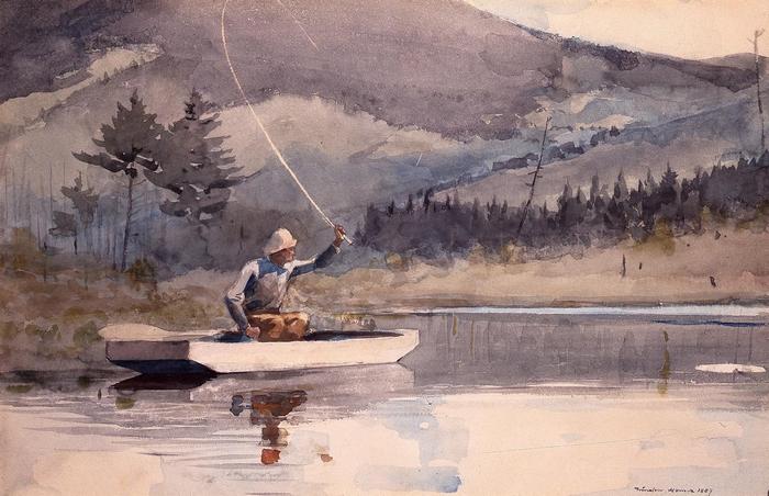 Társadalom és magány; Csónakban horgászó férfi, Winslow Holmer