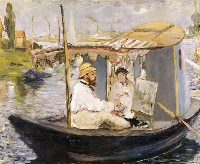 Claude Monet fest a műtermi csónakjában, Edouard Manet