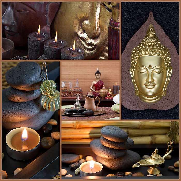 Ázsiai Spa dekoráció Buddha barna és fekete színben, Premium Kollekció