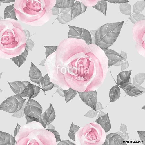 Delicate roses. Hand drawn watercolor floral seamless pattern 2, Premium Kollekció