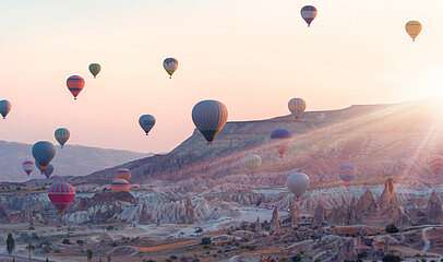 Naplemente és hőlégballonok, Cappadocia, 