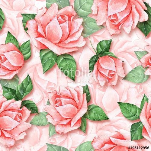 Floral seamless pattern. Watercolor background with beautiful ro, Premium Kollekció