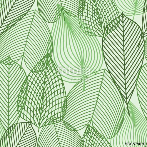 Spring green leaves seamless pattern, Premium Kollekció