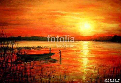 Sunset acrylic painted., Premium Kollekció