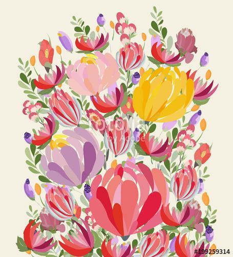 Greeting card flowers. Floral illustration with field flowers in, Premium Kollekció