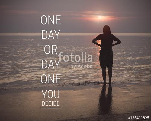Inspirational quote on silhouette of woman walking on the beach, Premium Kollekció