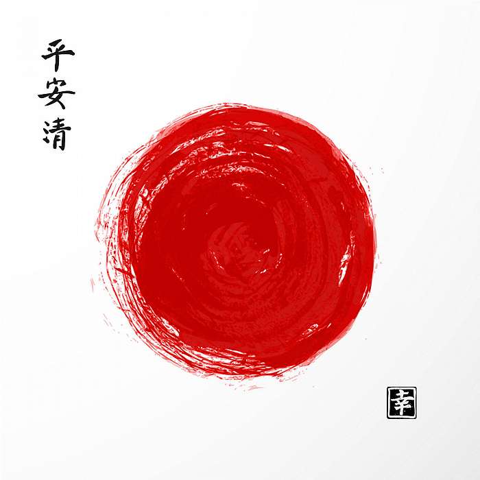 Vörös napkereszt - a japán hagyományos szimbólum fehér alapon, Premium Kollekció