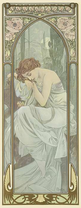 Éjszakai pihenés (Napszakok részlet), Alfons Mucha