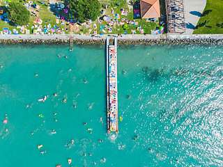 Balatoni strandolók, drónfotó,  Balatoni strandolók, drónfotó,