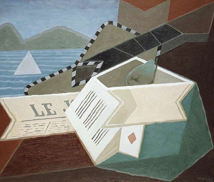 Gitár, háttérben a tengerrel, Juan Gris