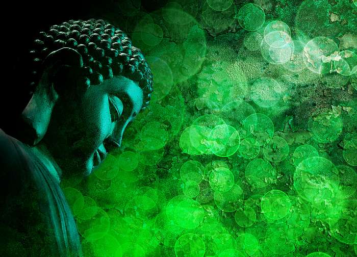 Bronze Green Zen Buddha Statue Meditating, Premium Kollekció