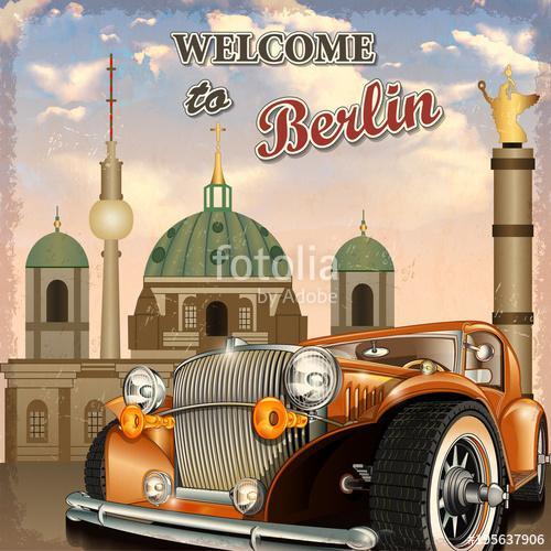 Welcome to Berlin retro poster., Premium Kollekció