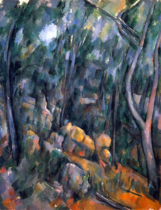 Sziklák az erdőben Chateau Noir környékén, Paul Cézanne