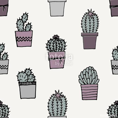 Hand Drawn Cactus Pattern, Premium Kollekció