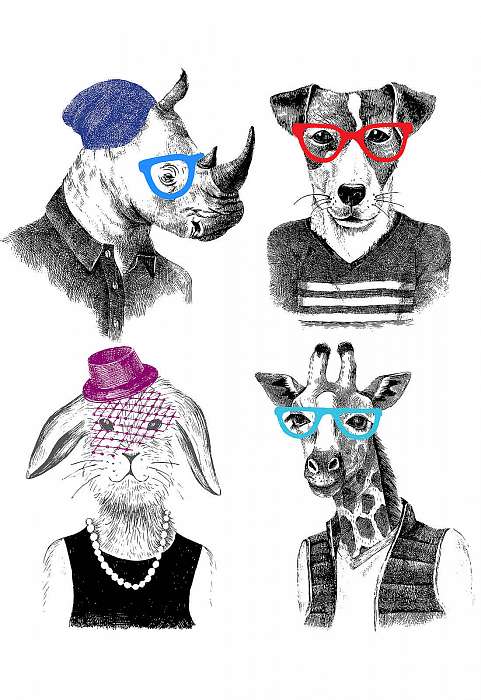 öltözött állatokat állítottak hipster stílusban, Premium Kollekció