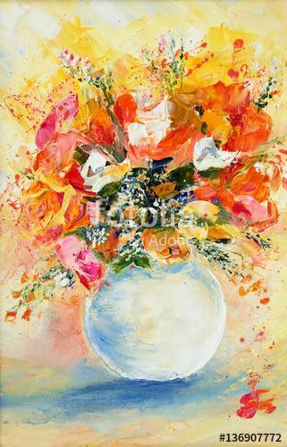 Virágcsokor vázában festmény, Premium Kollekció