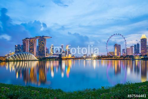 Szingapúrban Marina Bay alkonyatkor, Premium Kollekció