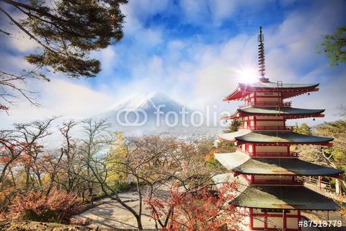 Mt. Fuji a bukás színeivel Japánban., Premium Kollekció