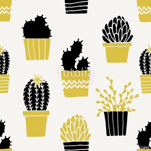 Hand Drawn Cactus Pattern, Premium Kollekció