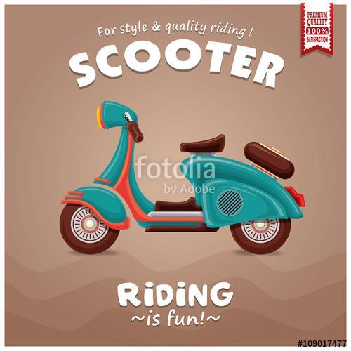 Vintage Scooter retro plakát, Premium Kollekció