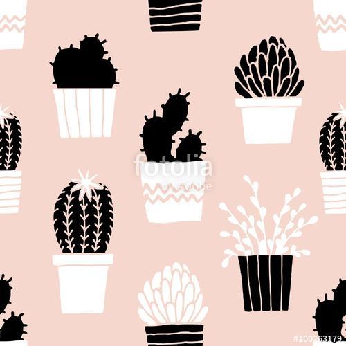 Hand Drawn Cactus Pattern, Premium Kollekció