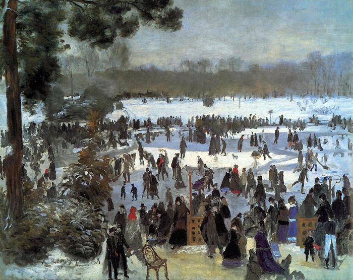Korcsolyázók a Bois de Bologne parkban, Pierre Auguste Renoir