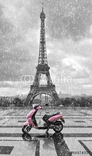 Eiffel-torony rózsaszín robogóval, Premium Kollekció