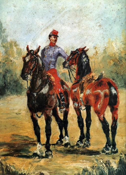 Lovas két lóval, Henri de Toulouse Lautrec