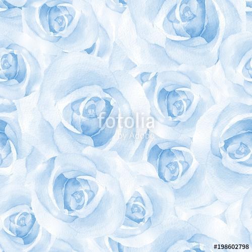 Delicate blue roses. Watercolor floral seamless pattern, Premium Kollekció