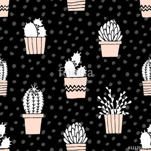 Hand Drawn Cactus Pattern, Premium Kollekció