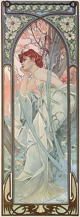 Esti álmodozás (Napszakok részlet, színverzió), Alfons Mucha