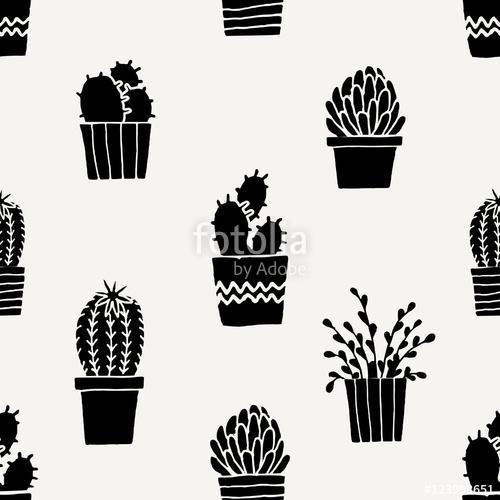 Hand Drawn Cactus Pattern, Premium Kollekció