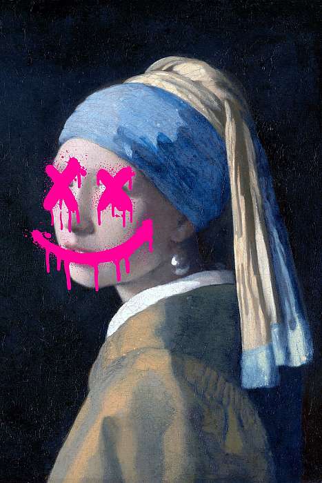 Lány göngy fülbevalóval - összefirkálva (Barokk & Graffiti), Jan Vermeer