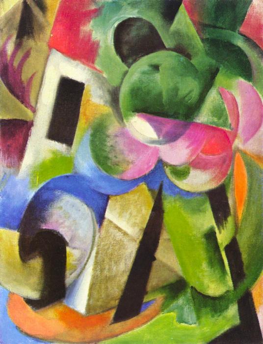 Ház fákkal, Franz Marc