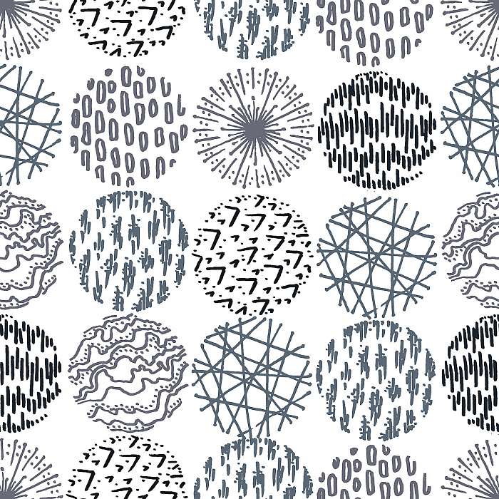 Seamless pattern with hand drawn circle doodle stylish elements., Premium Kollekció