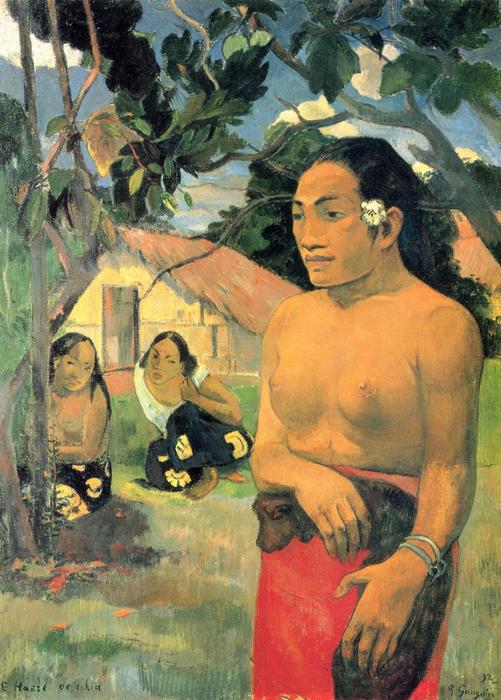 Tahiti nő kutyával, Paul Gauguin