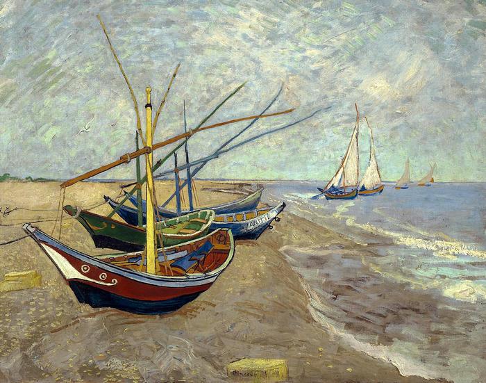 Halászcsónakok a parton Saintes-Maries-nál, Vincent Van Gogh