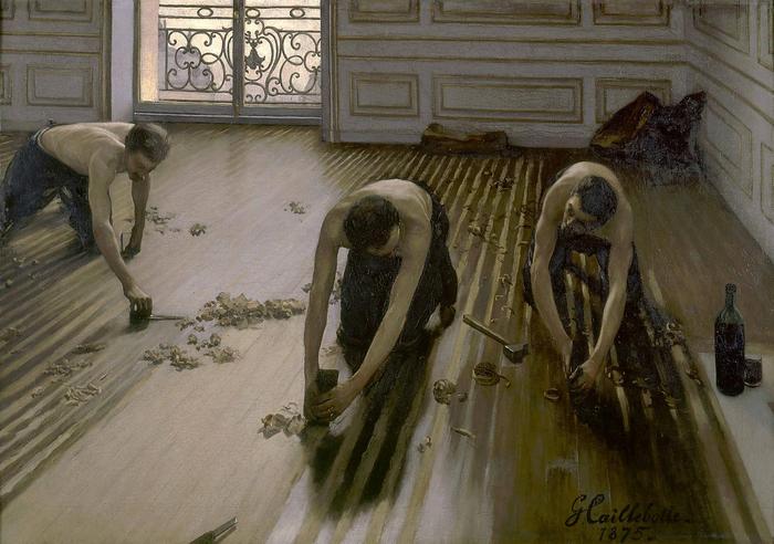 Parketta gyalulók, Gustave Caillebotte