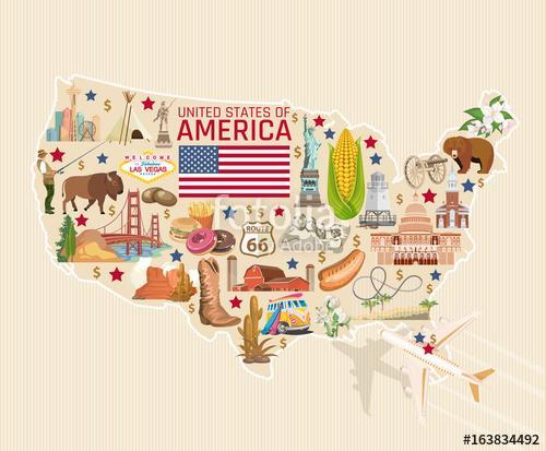 Üdvözöljük az USA-ban. Amerikai Egyesült Államok poszter. Vektor, Premium Kollekció