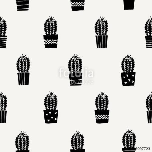 Hand Drawn Cactus Pattern, Premium Kollekció