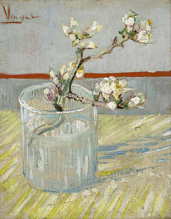 Virágzó mandulafa ág egy pohárban, Vincent Van Gogh