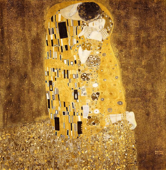A csók -  bicolor színverzió, Gustav Klimt