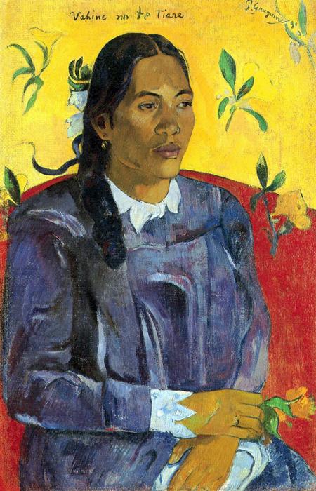 Tahiti nő virággal, Paul Gauguin