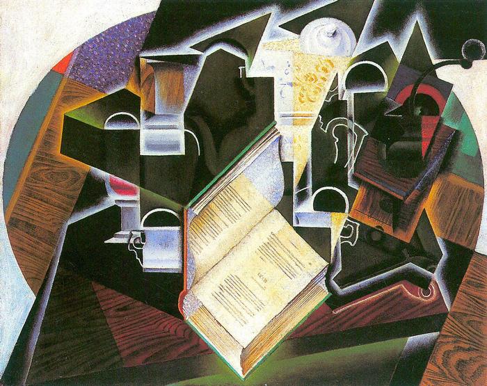 Csendélet könyvvel, pipával és üvegekkel, Juan Gris