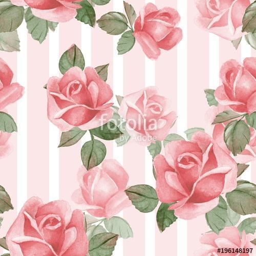 Floral seamless pattern 10. Watercolor background with red roses, Premium Kollekció