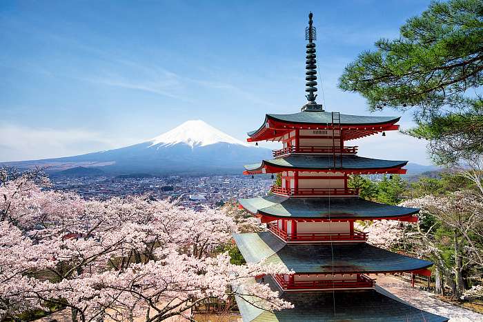 Tavasz és Sakura a Chureito pagoda Japánban Fujiyoshida, Partner Kollekció