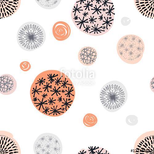 Seamless pattern with hand drawn circle doodle stylish elements., Premium Kollekció