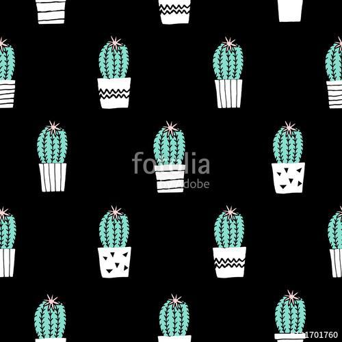 Hand Drawn Cactus Pattern, Premium Kollekció